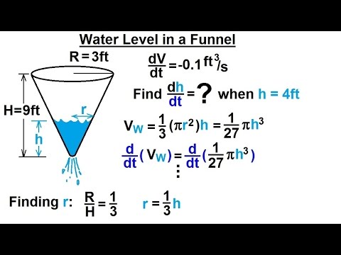 Calculus 1 - Derivatives and Related Rates (5 of 24) Water in a Funnel