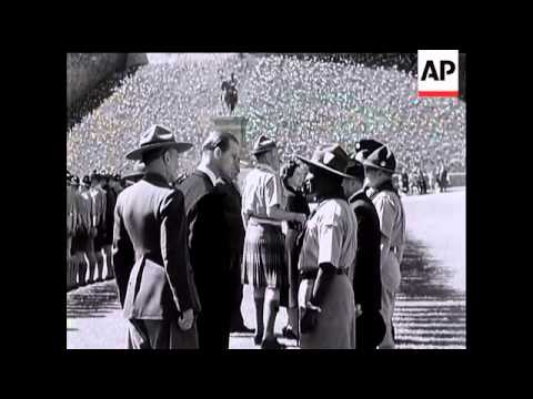 QUEEN AND DUKE INSPECTS BOY SCOUTS AT WINDSOR