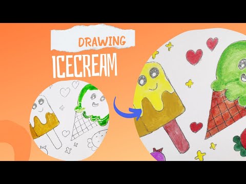 icecream drawing and colouring for kids |art for kids by Ipsita|cute icecream drawing | kids drawing