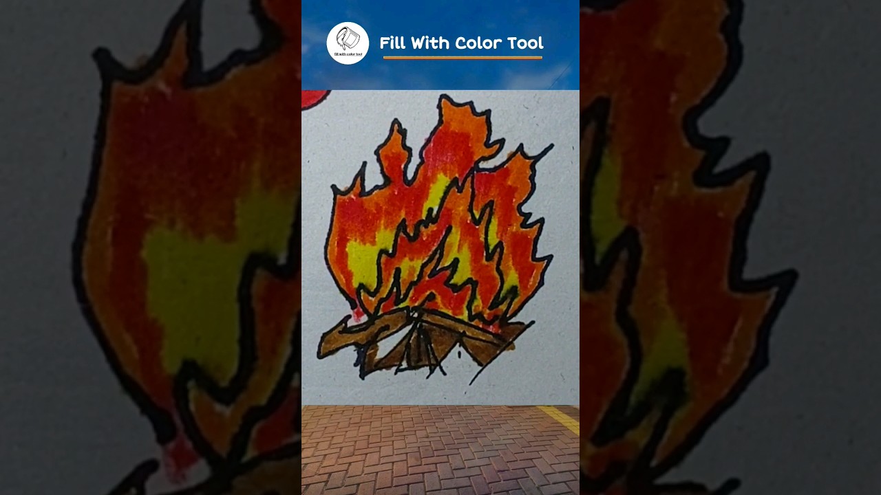 bonfire coloring shorts 🔥 #coloringpages #coloring #fillwithcolortool #coloringbook #shorts