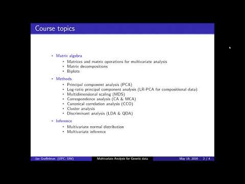 SISG Preview: Multivariate Analysis for Genetic Data