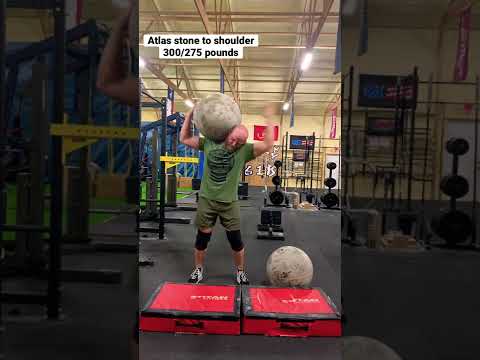 300lbs atlas stone to shoulder then 275lbs stone to shoulder.