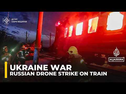 Russian drone hits Ukrainian passenger train in Kharkiv, killing at least five