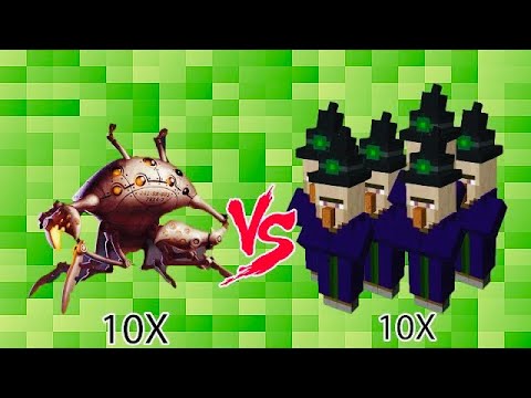 10x Cyber Crab vs 10x Witch in minecraft