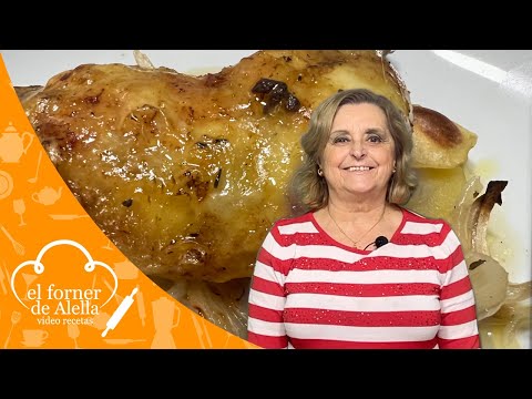 Pollo al horno con patatas y cebollas