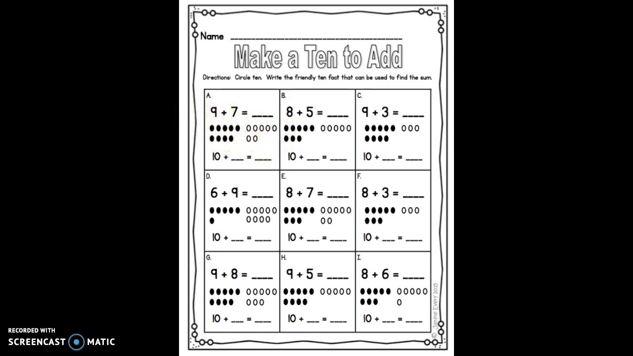 Make a Ten to Add activity Module 2 G1