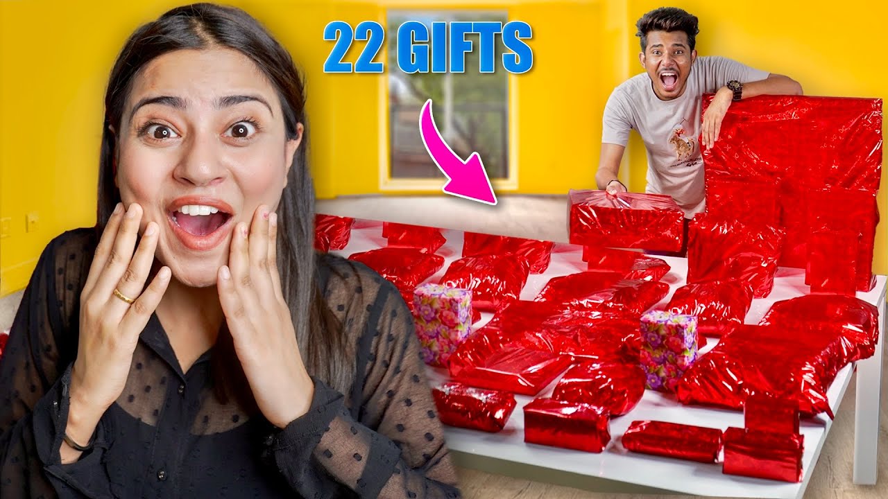 22 Gifts for her 22nd Birthday ! *Mayank surprised Nishu*