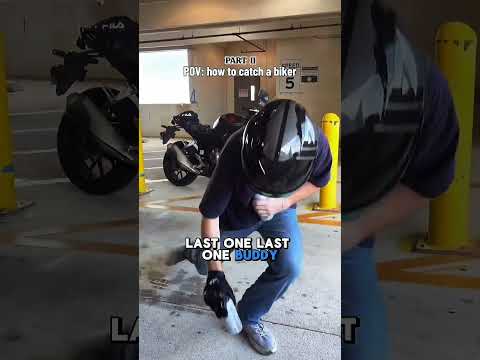 She found this helpless man in a parking garage #bikerboy #bikersboyz #motorcycle #bikelife #funny