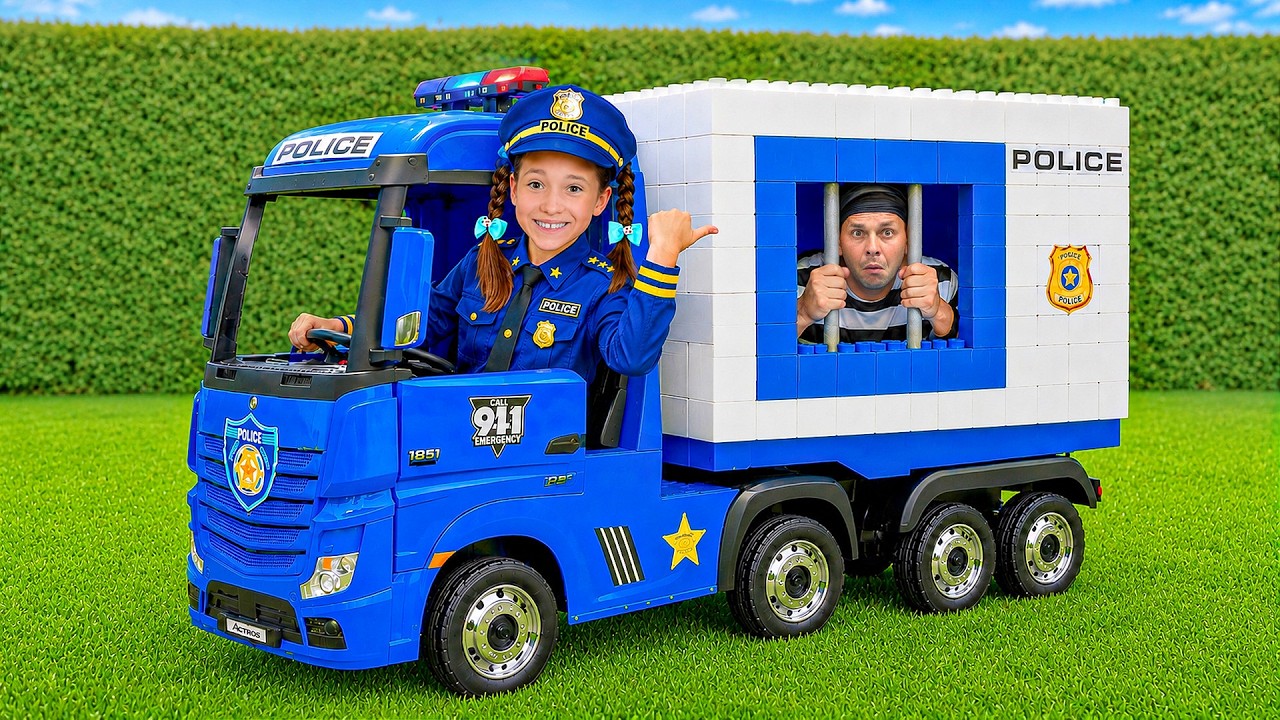 Sofia and Max Build a Police Truck with LEGO