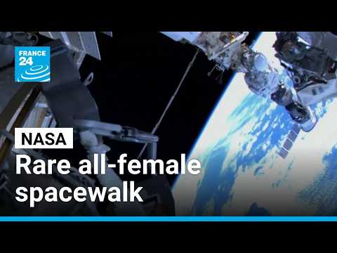 French astronaut takes third spacewalk outside ISS in all-female mission