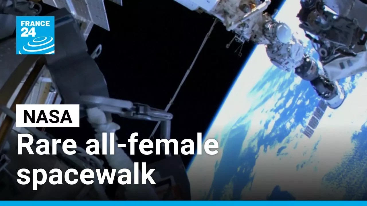 French astronaut takes third spacewalk outside ISS in all-female mission • FRANCE 24 English