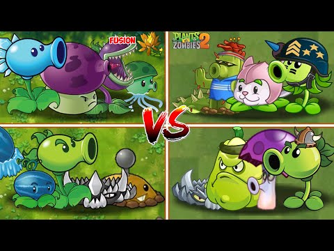 PVZ  FUSION VS PVZ 2 - 4 Plants Team Vs 4 Plants Team Vs Zombie Team - p16 - Who's the best ?#pvz