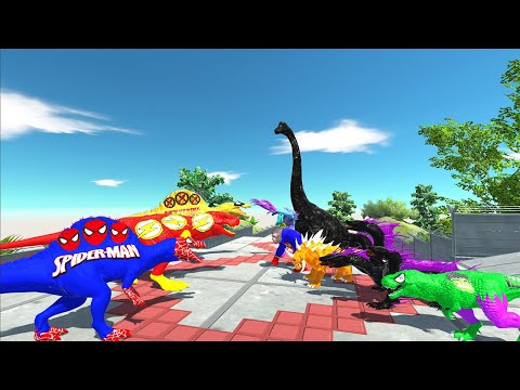 JUSTICE LEAGUE VS MARVEL SPEED CHAMPIONS RACE SUPER DINOSAURS - Animal Revolt Battle Simulator