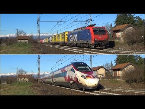 A Sesto Calende, il Sempione tra Cargo ed Eurocity particolari