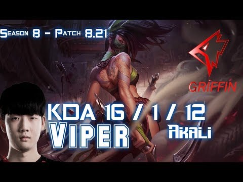 GRF Viper AKALI vs GALIO Mid - Patch 8.21 KR Ranked