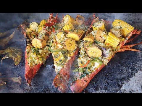 The Best ROAST LOBSTER Ever!!!! || Ducky's Ortoire Organic Roast (D.O.O.R.) Seafood