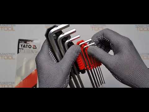 Ключі 6-гранні Г-подібні з кульовим наконечником YATO : Cr-V, М 1.5-10 мм, 9 шт. [6/36]