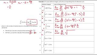 6.3 Riemann Sums, Summation Notation, and Definite Integral Notation Ex 2