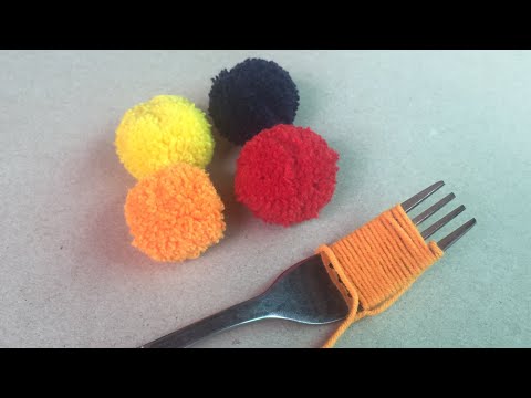DIY Super Easy Pom Pom Making Ideas With Fork | Hand Embroidery Amazing Trick | DIY-Beauty Of Paper