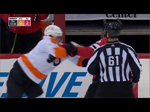 NHL Fight - Flyers @ Devils - Farabee vs Carrick - 29 04 2021
