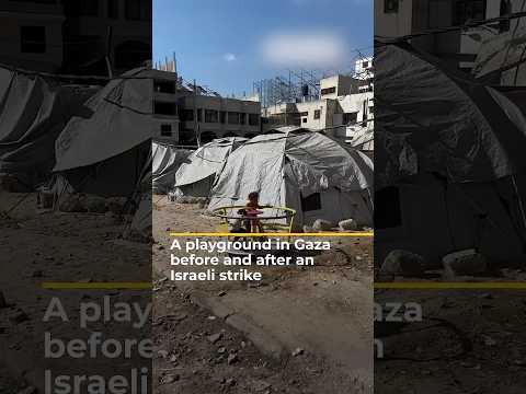 A playground in Gaza before and after an Israeli strike | AJ #shorts