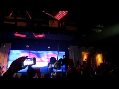 Studio Paris - Deadmau5 mouse head lowered down from the roof