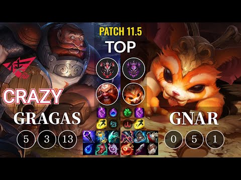 RW Crazy Gragas vs Gnar Top - KR Patch 11.5