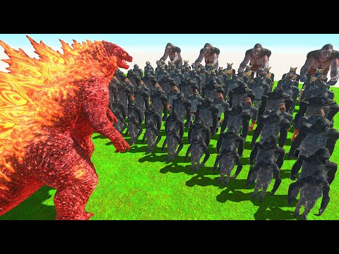 RED GODZILLA vs MUTANT PRIMATES - Animal Revolt Battle Simulator