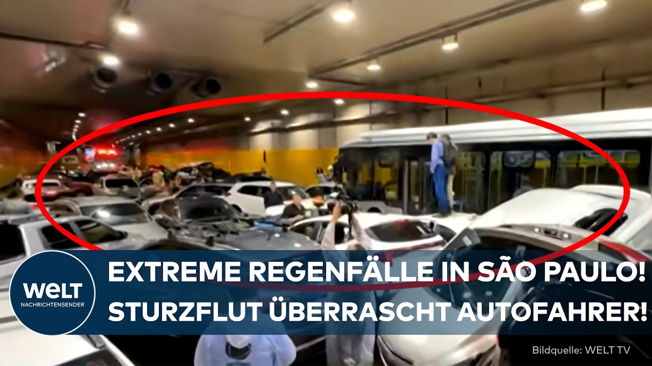 SÃO PAULO: Sturzflut schließt Autofahrer im Tunnel ein! Rettungskräfte kämpfen gegen Wassermassen!