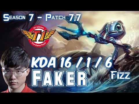 SKT T1 Faker FIZZ vs TALIYAH Mid - Patch 7.7 KR Ranked