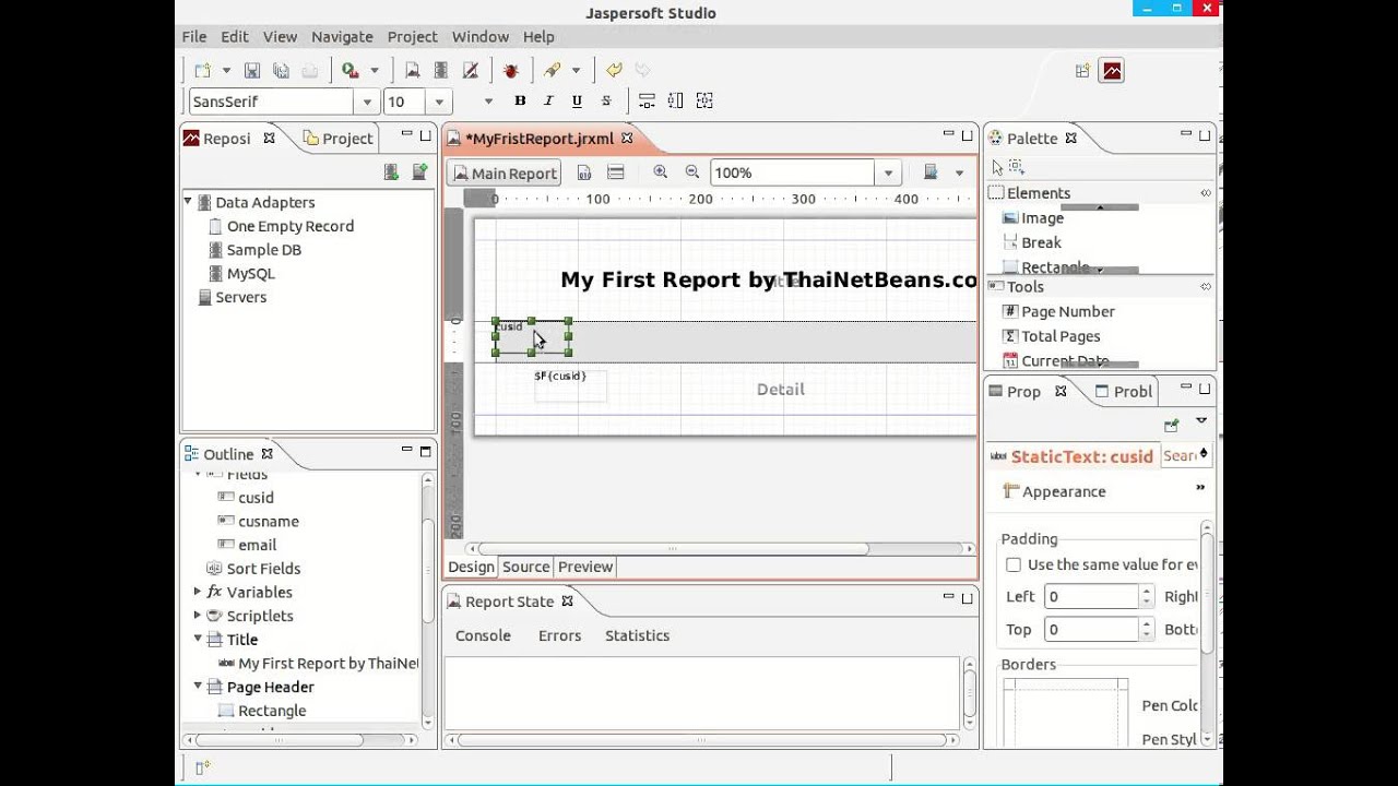 Jaspersoft Studio (new version of iReport) tutorial #1