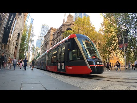 【1-minute timelapse】George Street, in front of Wynyard light rail station, Sydney