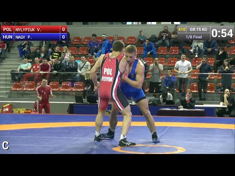 1/8 GR - 75 kg: Viktor NYLYPIUK (POL) df. Peter NAGY (HUN) by TF, 11-1