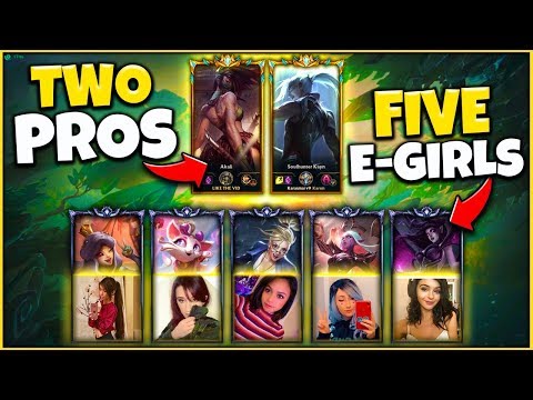 *E-GIRL CAM* 2 PRO PLAYERS VS. 5 DIAMOND E-GIRLS (2v5) FT. KARASMAI - League of Legends
