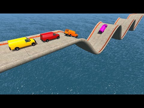 Impossible Wave Bridge Car Rescue Cars Vs Deep Water - BeamNG.drive