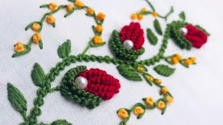 Hand Embroidery: Brazilian Embroidery/ Rose Bud Em