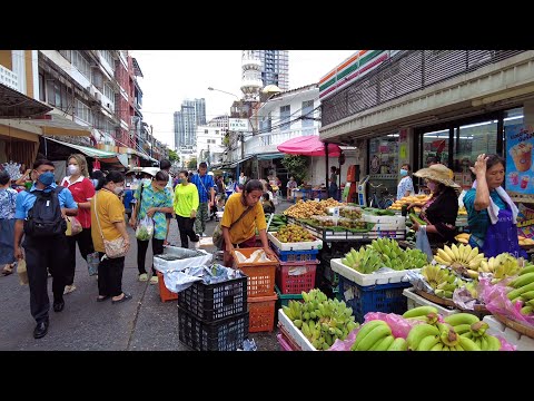 4K 🇹🇭 Walking around Silom Soi 20 Morning Market in Bangkok, Thailand 2023