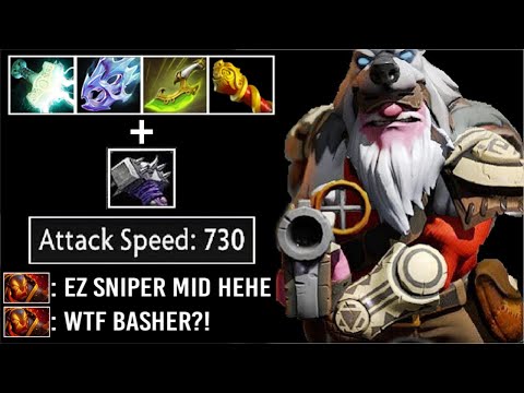BASHER + Max Attack Speed Sniper is Actually OP! Non-Stop Bash Headshot vs Ember Late WTF Dota 2