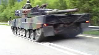 Tanks on public road in Switzerland (Leopard 2A4)