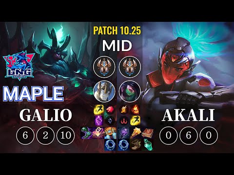 LNG Maple Galio vs Akali Mid - KR Patch 10.25