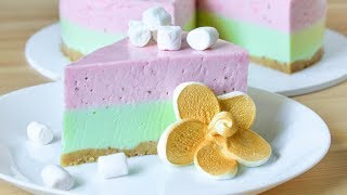 Чизкейк без выпечки ☆ Клубника-Фисташка ☆ МК цветок из маршмеллоу