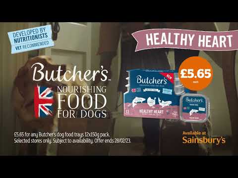 Butcher's Dog Food 6sec advert Vet Recommended Healthy Heart Feb23 - Available at Sainsbury's