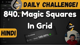 YouTube video '840. Magic Squares In Grid | Leetcode Daily Challenge | DSA | Hindi'