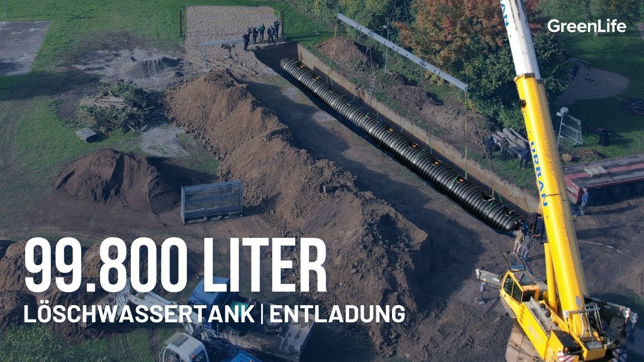 99.800 Liter Löschwassertank | Entladung & Einbau für Gemeinde
