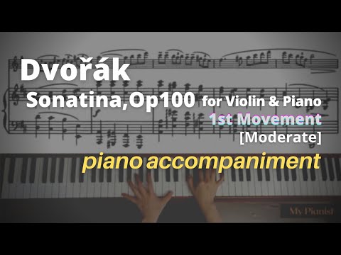 Dvořák - Sonatina in G, Op.100 for Violin and Piano, 1st Mov: Piano Accompaniment [Moderate]