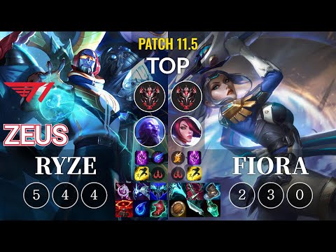 T1 Zeus Ryze vs Fiora Top - KR Patch 11.5