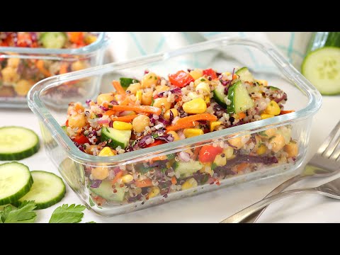 Protein Packed Rainbow Salad | Healthy Lunch Meal Prep Idea