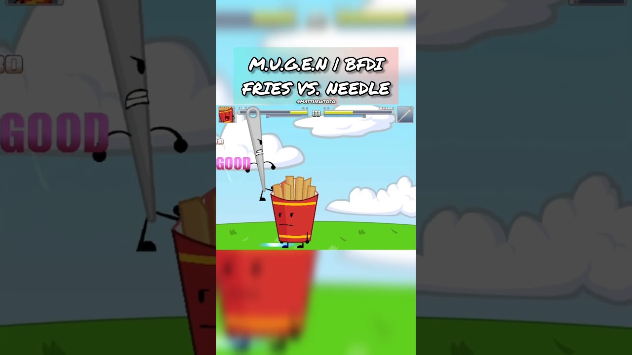 Fries VS. Needle | BFDI | M.U.G.E.N #mugen #bfdi #battlefordreamisland #objectshow #shorts