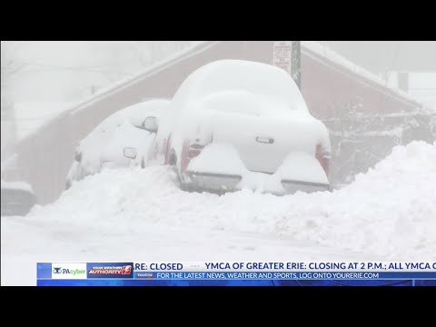 Watch: More than a foot of snow leaves Erie residents digging out Monday