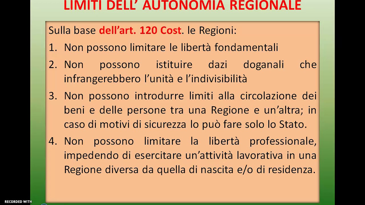 LA REGIONE E I SUOI ORGANI